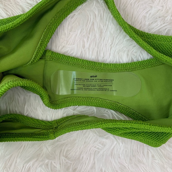 Aerie Green Waffle Cheeky High Leg Bikini Bottoms - Picture 6 of 8